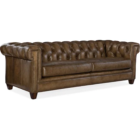 Transitional Chesterfield Sofa with Track Arms and Nailheads